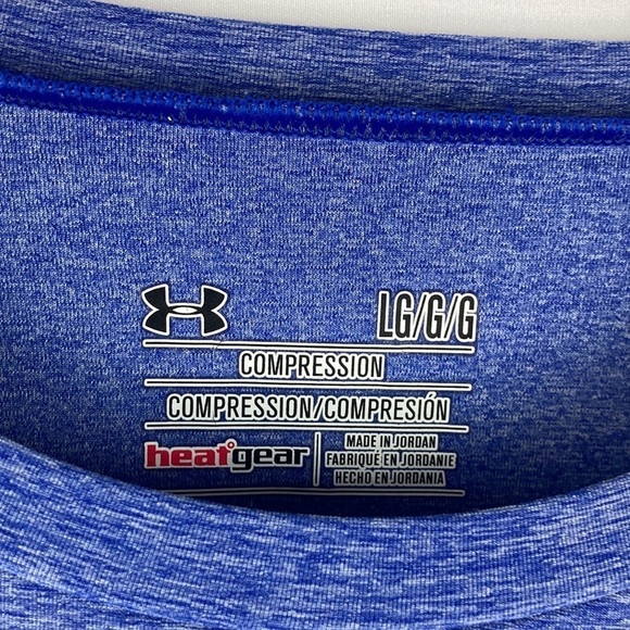 Under armour heat gear long sleeved heather blue compression top - Picture 3 of 4